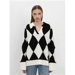 Объемный пуловер с добавлением шерсти