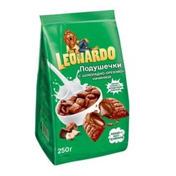 Цена на «Leonardo», готовый завтрак «Подушечки с шоколадно-ореховой начинкой», 250 гр. KDV