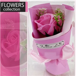 Подарочный набор, букет роза в упаковке,  розового цвета ,18x8x8см