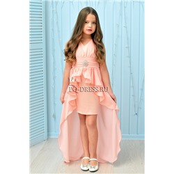 Платье нарядное для девочки арт. ИР-1514 длинный шлейф, цвет персик