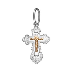 Крест комбинированый серебро+золото штампованный