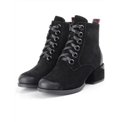 R189-1 BLACK Ботинки зимние женские (натуральная замша, натуральный мех)