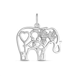 Подвеска слон из серебра родированная - Символы удачи п070р