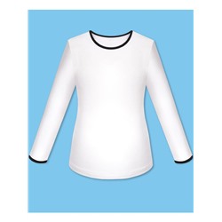 Школьный белый джемпер (блузка) с окантовкой для девочки