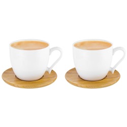 Чашка для капучино и кофе латте 220 мл 11*8,3*7,5 см "Снeжинкa" + дерев. подставка (2 шт.)