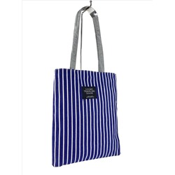 Летняя женская сумка-шоппер из текстиля в полоску, цвет синий с белым