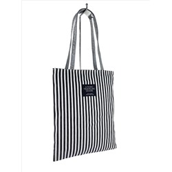 Летняя женская сумка-шоппер из текстиля в полоску, цвет чёрный с белым