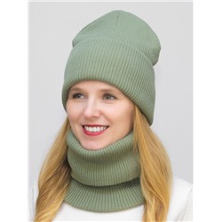 Комплект зимний женский шапка+снуд Татьяна (Цвет гороховый), размер 56-58