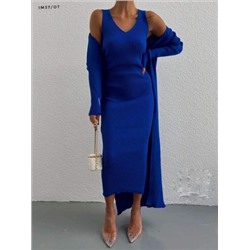 Костюм платье и кардиган лапша ярко-синий M37_Новая цена