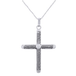 Колье крест из серебра родированное