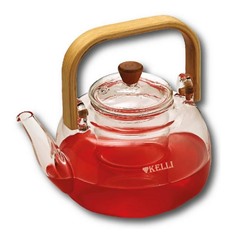 Заварочный чайник Kelli KL-3231 жаропр стекло 1,0л  стекл фильтр эргономичная ручка из бамбука (24) оптом