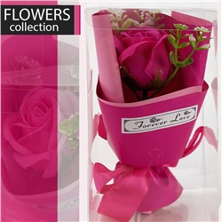 Подарочный набор, букет роза в упаковке,  цвет фуксия ,18x8x8см