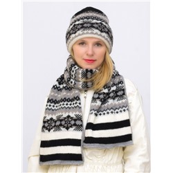 Комплект зимний женский шапка+шарф Авелин (Цвет черный), размер 56-58, шерсть 50%, мохер 30%