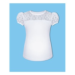 Белая школьная футболка (блузка) для девочки 7877-ДШ22