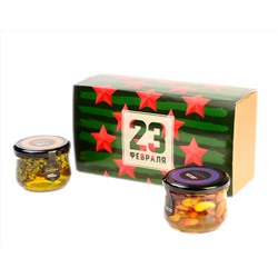 Подарочный набор "23 февраля Звезды" тыквенные семечки, ассорти: миндаль, кешью, фундук в меду