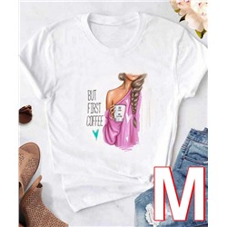 Женская футболка Девушка в розовом Белый (M размер)
