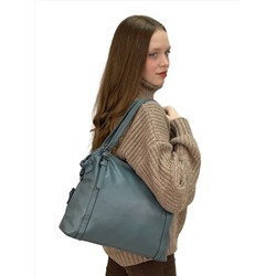Женская сумка из натуральной кожи, цвет серо голубой
