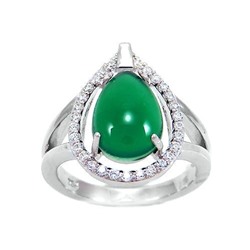 Кольцо, зеленый агат, куб.циркон., АРТК37 Артикул: 255171