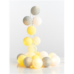 Гирлянда из хлопковых шариков Желто-серая