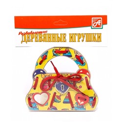 Шнуровка сумочка Игрушки (сумочка+замочек+сердечко+шнурок)