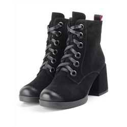 R180-1 BLACK Ботинки зимние женские (натуральная замша, натуральный мех)