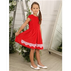 Красное платье с гипюром для девочки 80904-ДН21