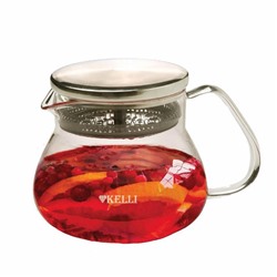 Заварочный чайник Kelli KL-3228 жаропр стекло 0.6л крышка со встроенным фильтром из нержавеющей (24) оптом