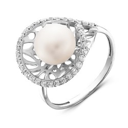 Серебряное кольцо с жемчугом - 059