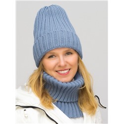 Комплект зимний женский шапка+снуд Кэмерон (Цвет голубой джинс), размер 56-58, шерсть 30%