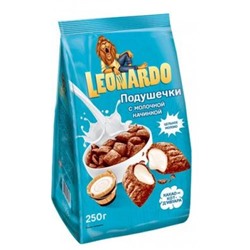 Цена на «Leonardo», готовый завтрак «Подушечки с молочной начинкой», 250 гр. KDV