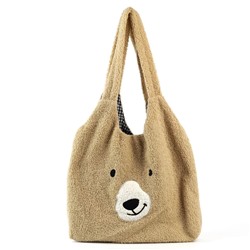 Женская меховая сумка шоппер Мех-13 Мишка Беж