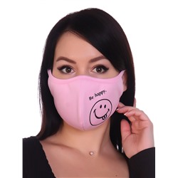МЗ3 маска многоразовая с принтом "смайлик на розовом"